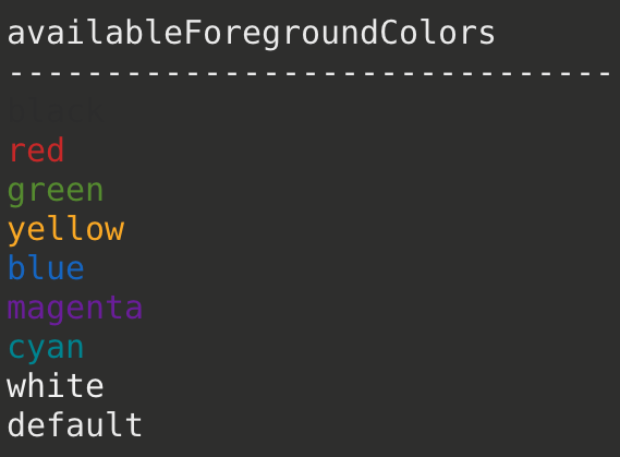 Symfony available foreground colors