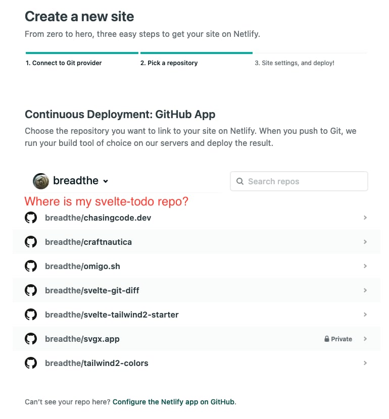 Netlify - Where is my GitHub repo?