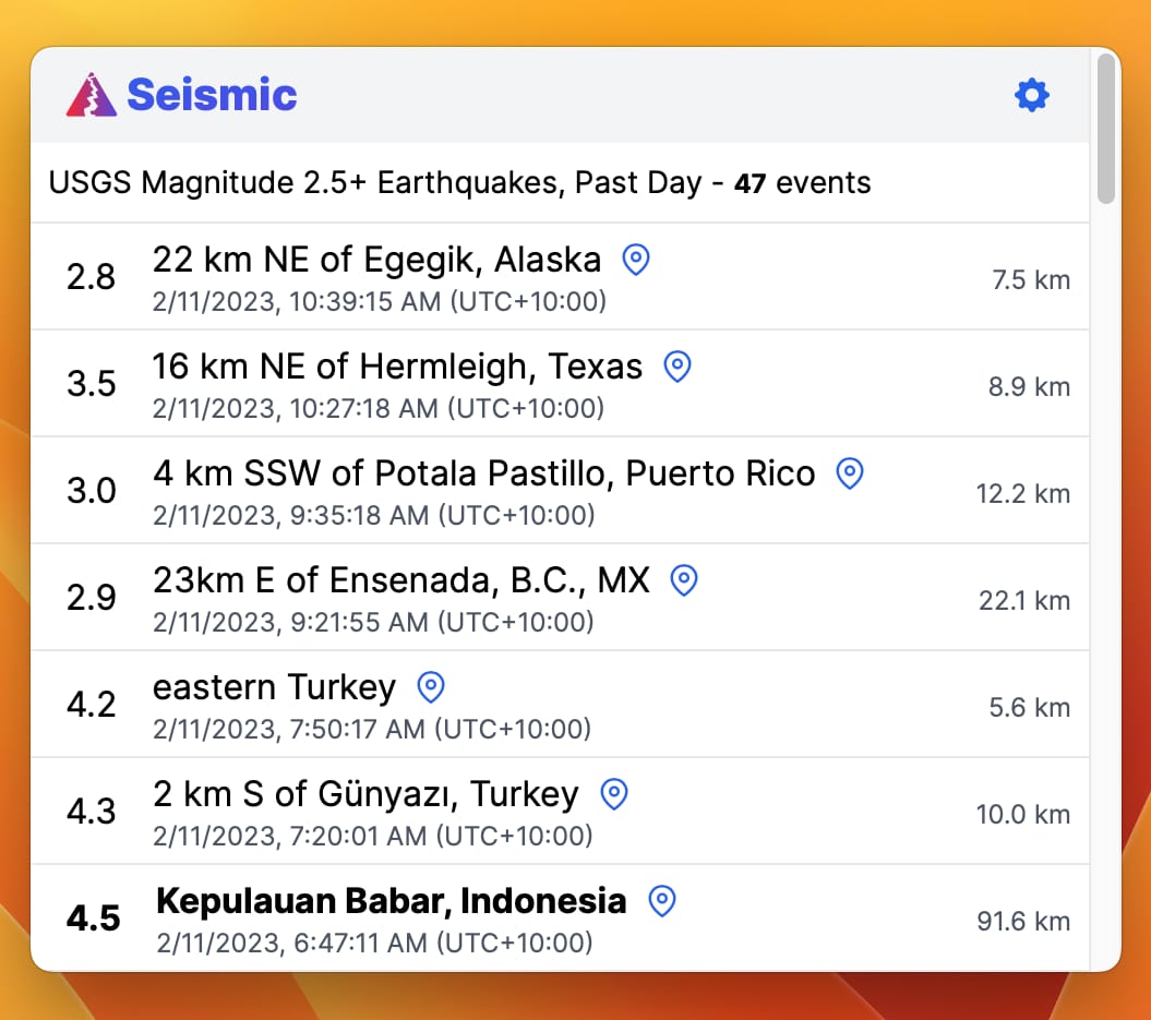 Seismic light mode screenshot